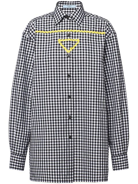 Prada triangle-logo gingham checked shirt