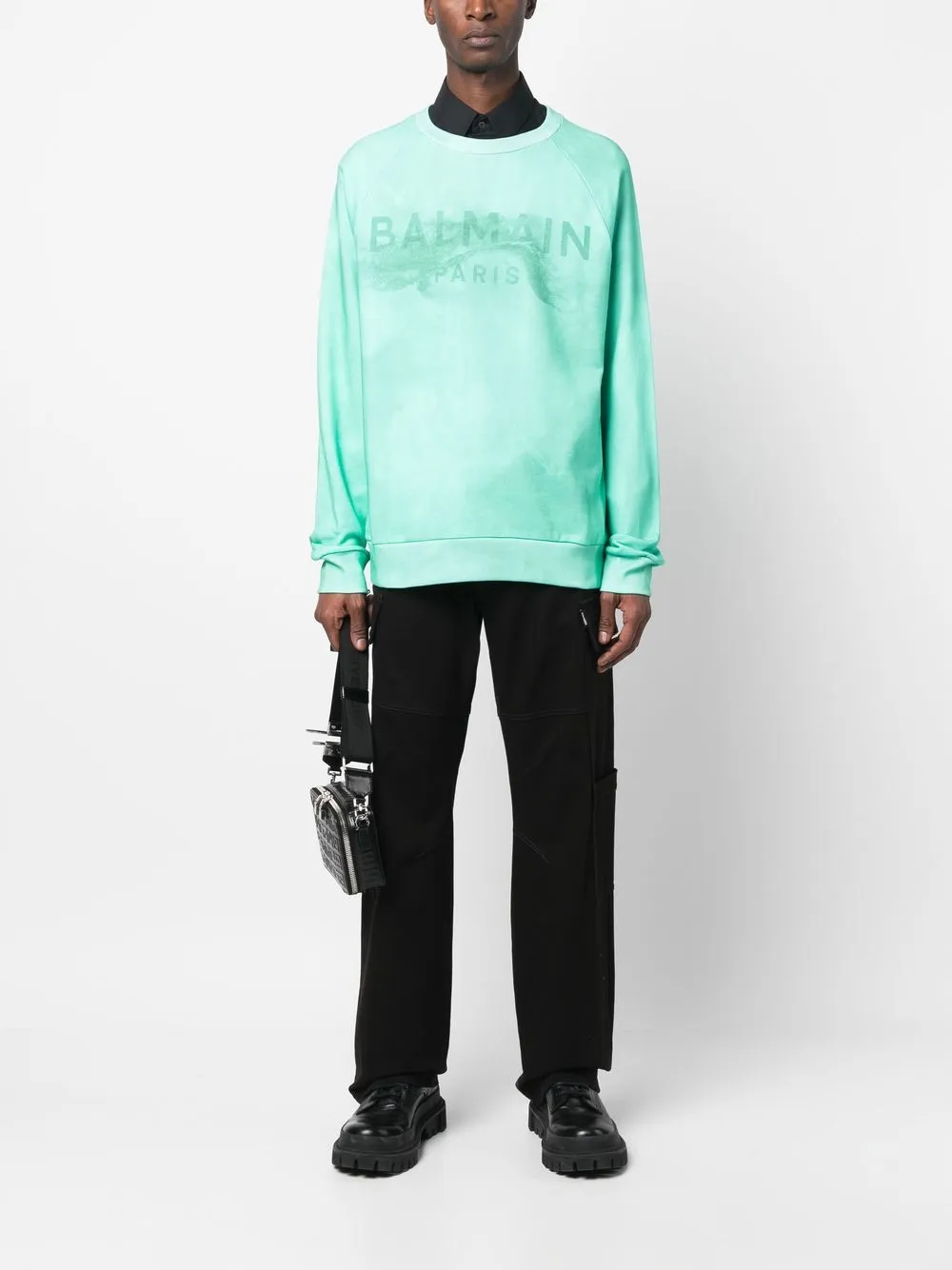 Balmain Sweater met vervaagde logoprint - Groen
