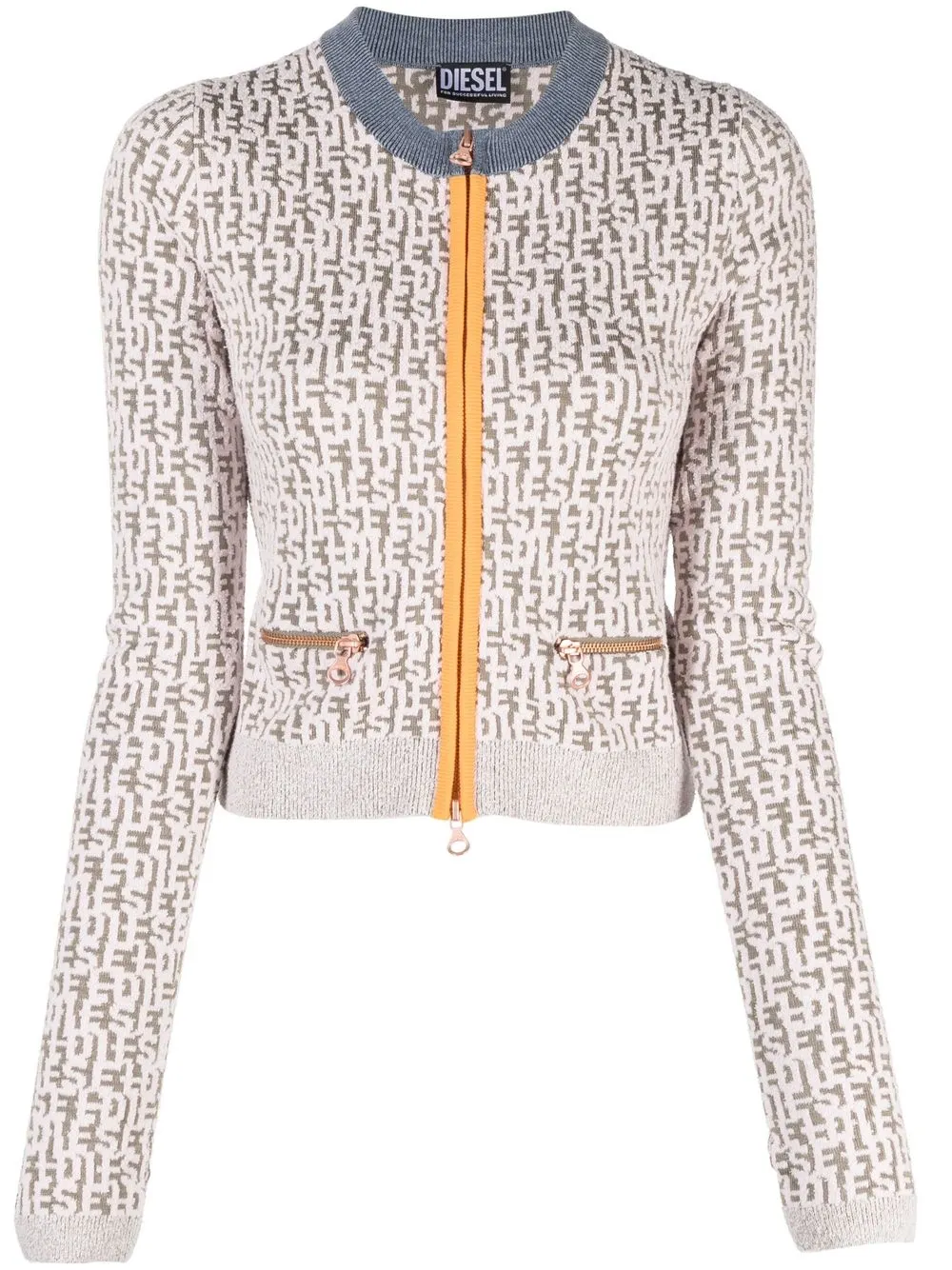 

Diesel log intarsia-knit cropped cardigan - Pink