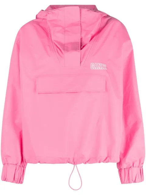 GANNI logo-print hooded windbreaker