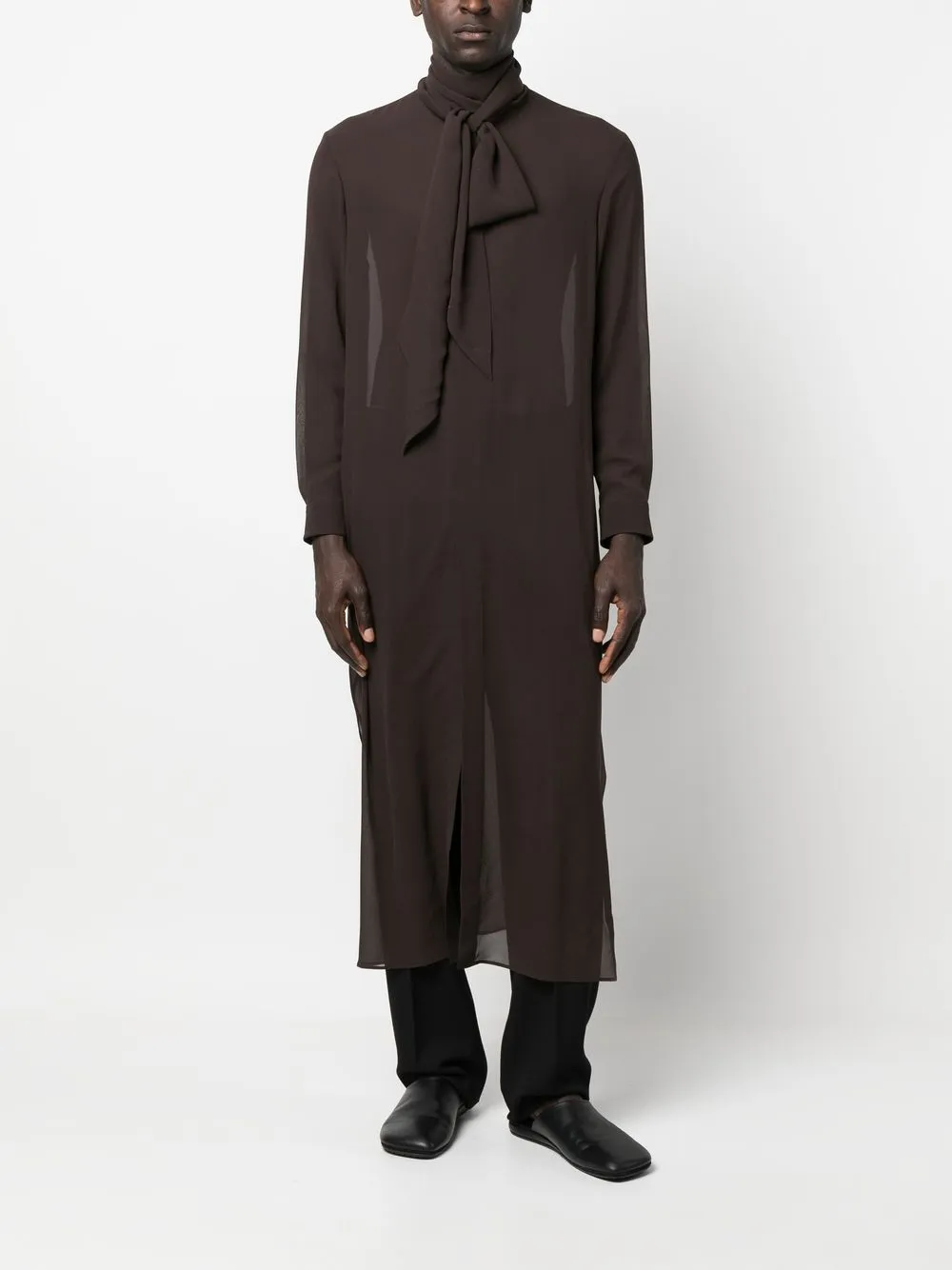 Saint Laurent Overhemd met strik - Bruin