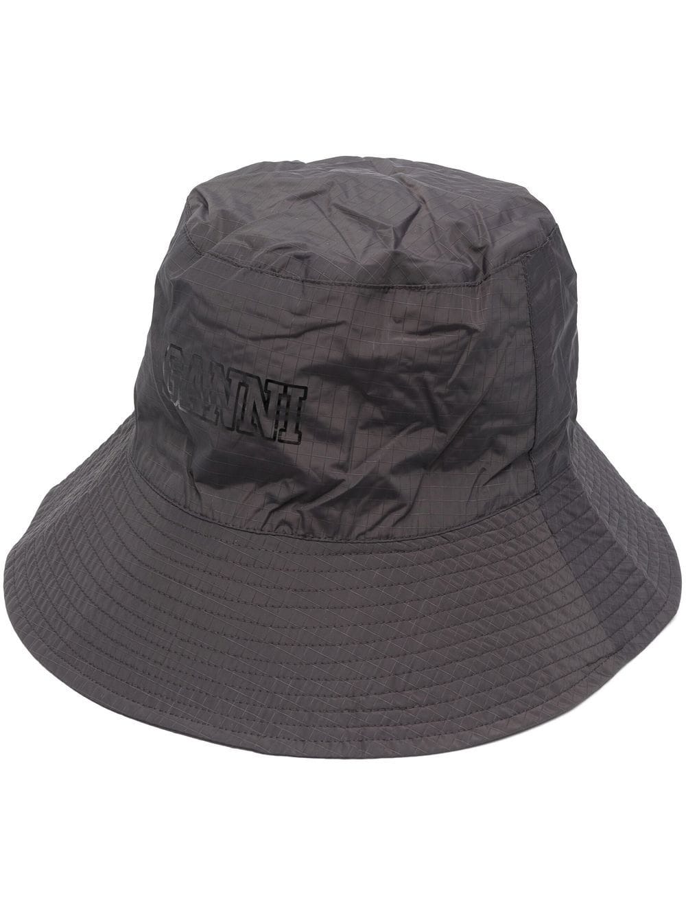 Shop Ganni Logo-print Bucket Hat In 黑色