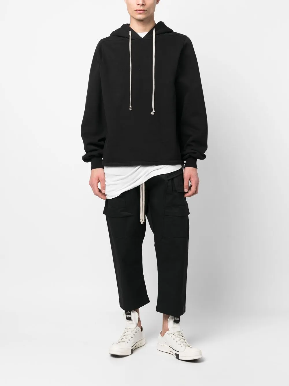 Shop Rick Owens Drkshdw Cropped Cargo Trousers In Schwarz