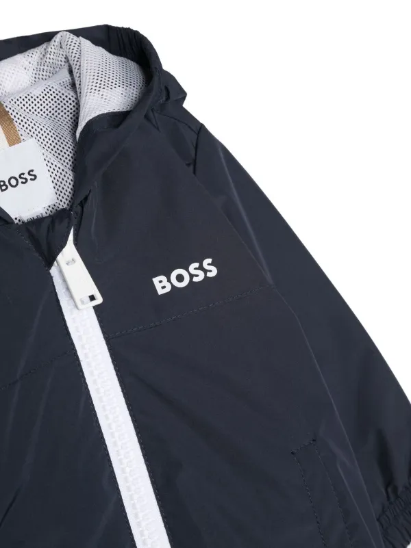 BOSS Kidswear Chest logo print Hooded Jacket Farfetch