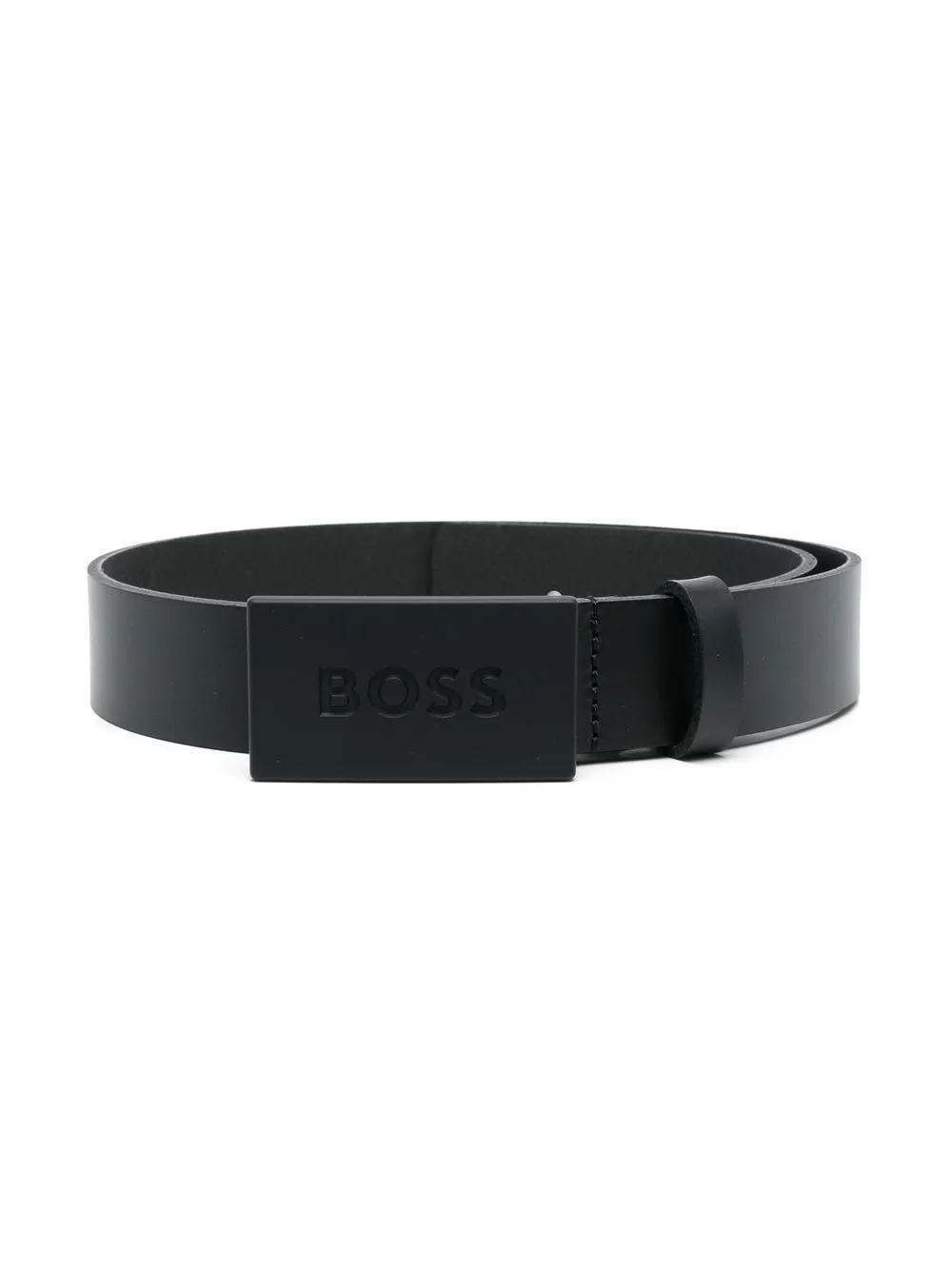 

BOSS Kidswear debossed-logo leather belt - Black