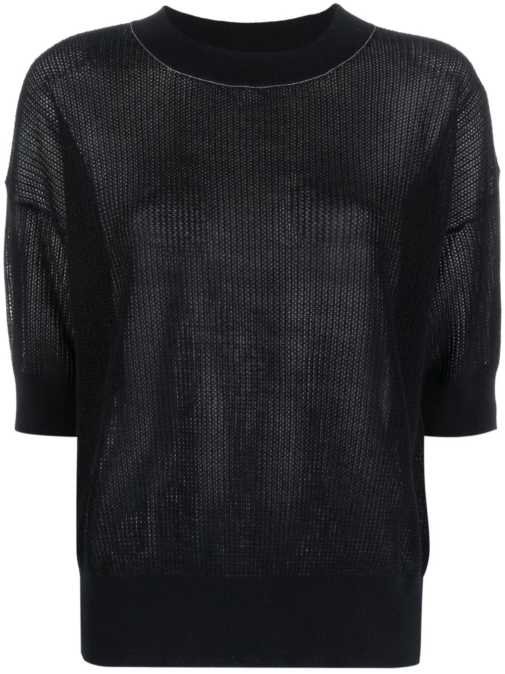 

Fabiana Filippi crew neck semi-sheer jumper - Black