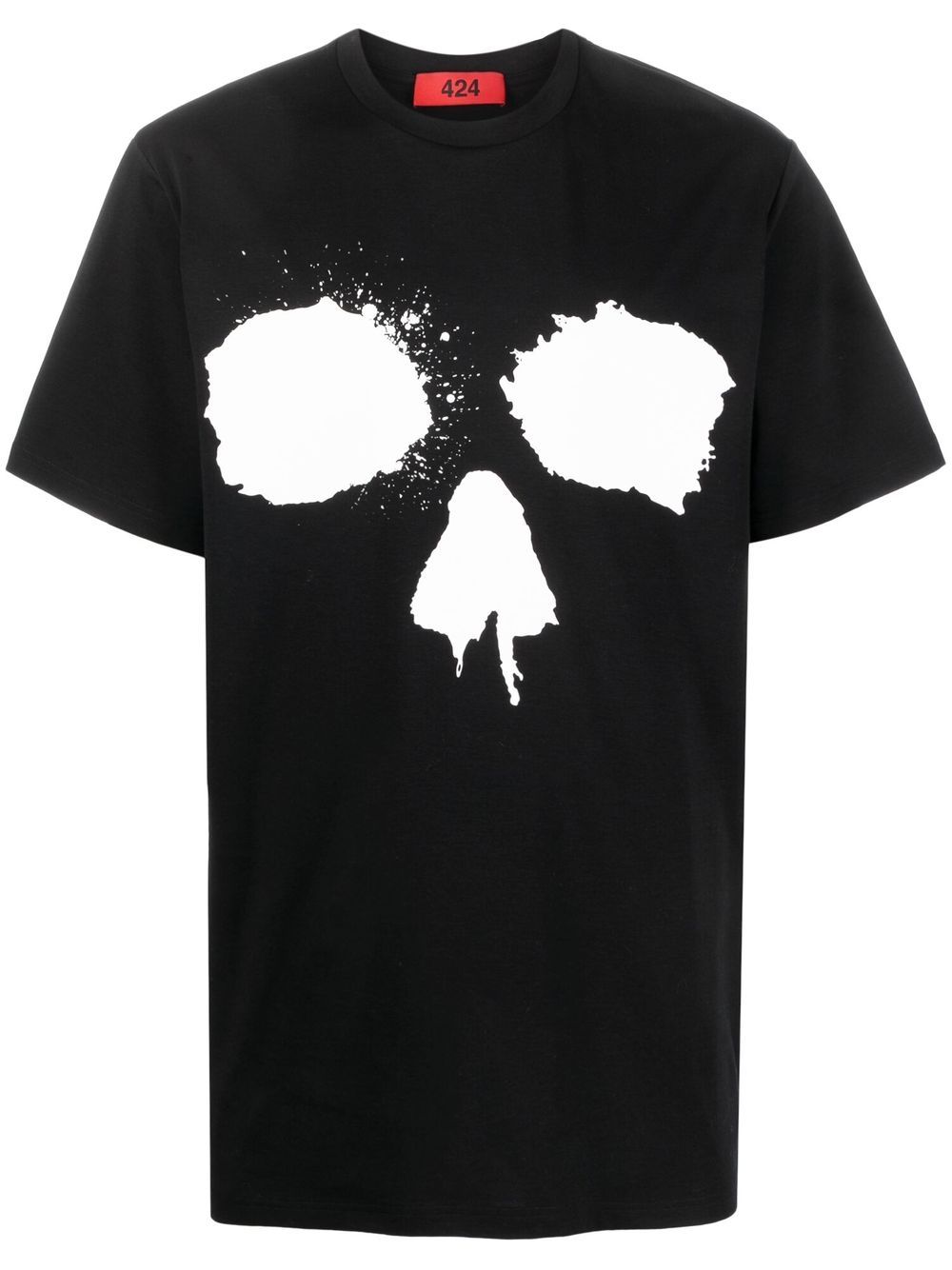 

424 paint-splatter-face-print T-shirt - Black