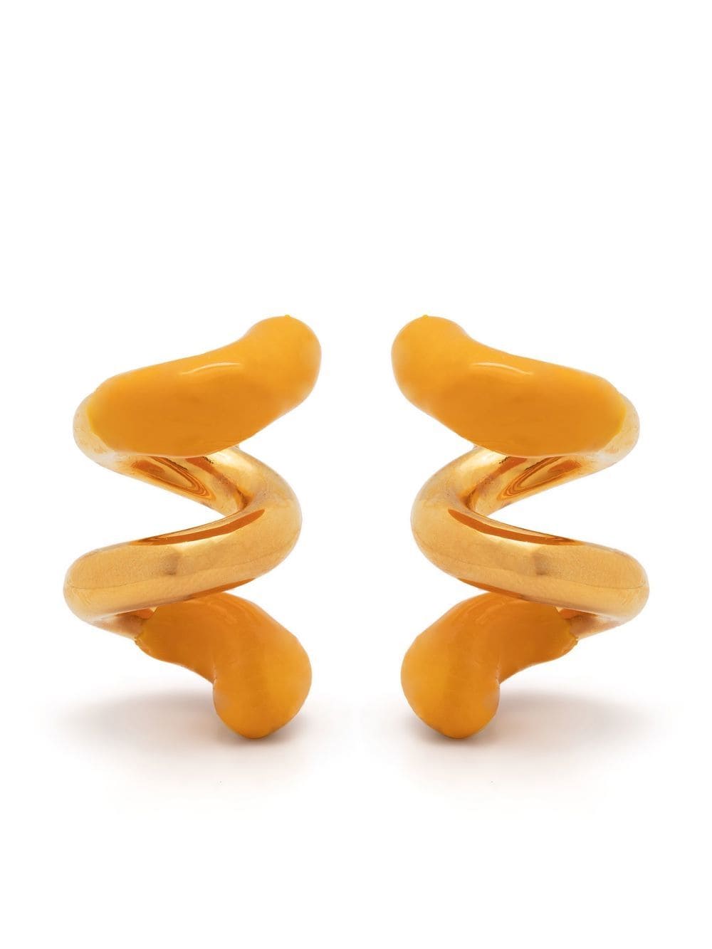 Sunnei Small Rubberized Curly Earrings In Gold