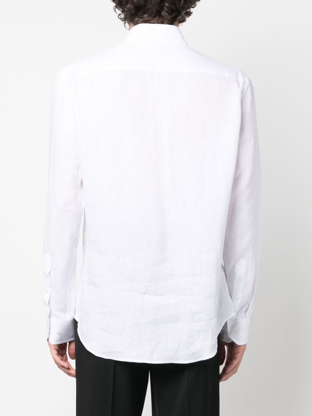 Shop Giorgio Armani Button-up Linen Shirt In Weiss