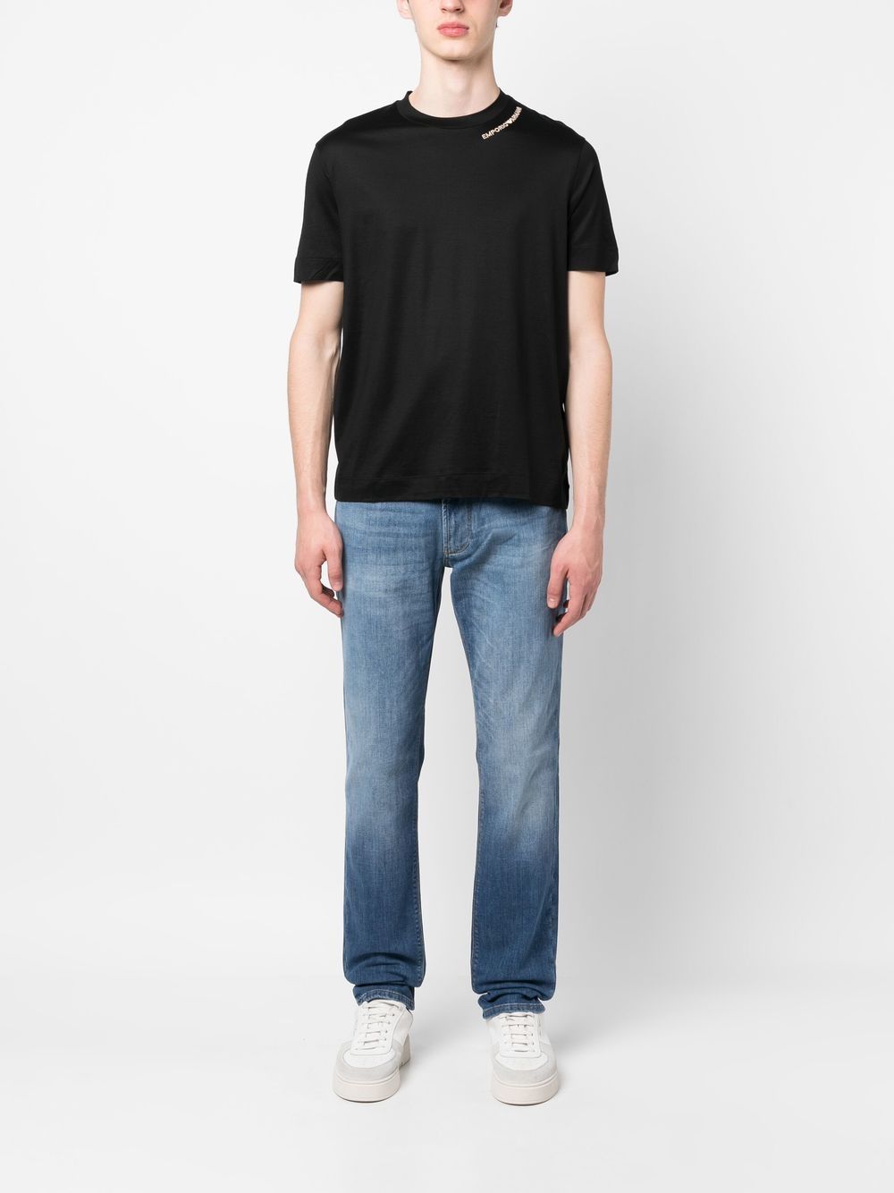 Emporio Armani T-shirt met geborduurd logo - Zwart