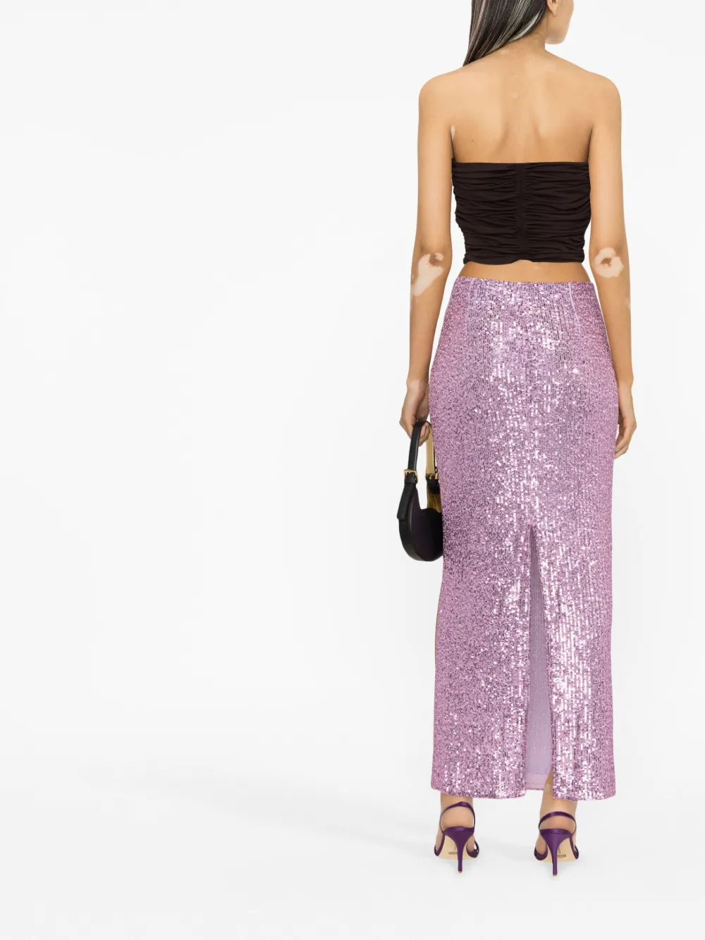 Saint Laurent Ruched Strapless Top In Brown