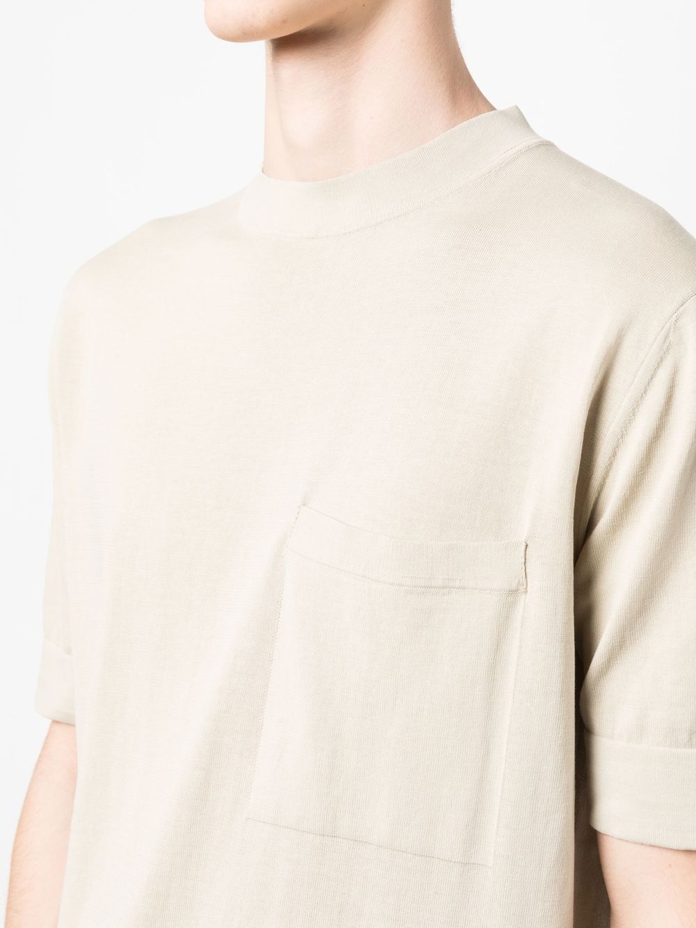 Shop Dell'oglio Chest-pocket Plain T-shirt In Neutrals