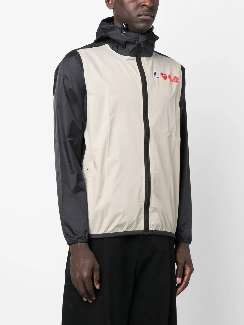 Shop Comme Des Garçons Play Lightweight Hooded Jacket In Neutrals