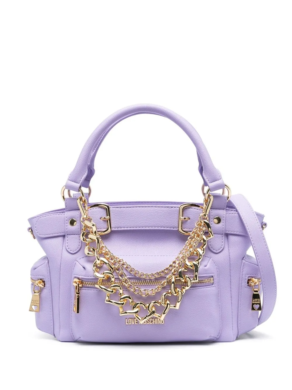 

Love Moschino logo-lettering chain-detail tote bag - Purple