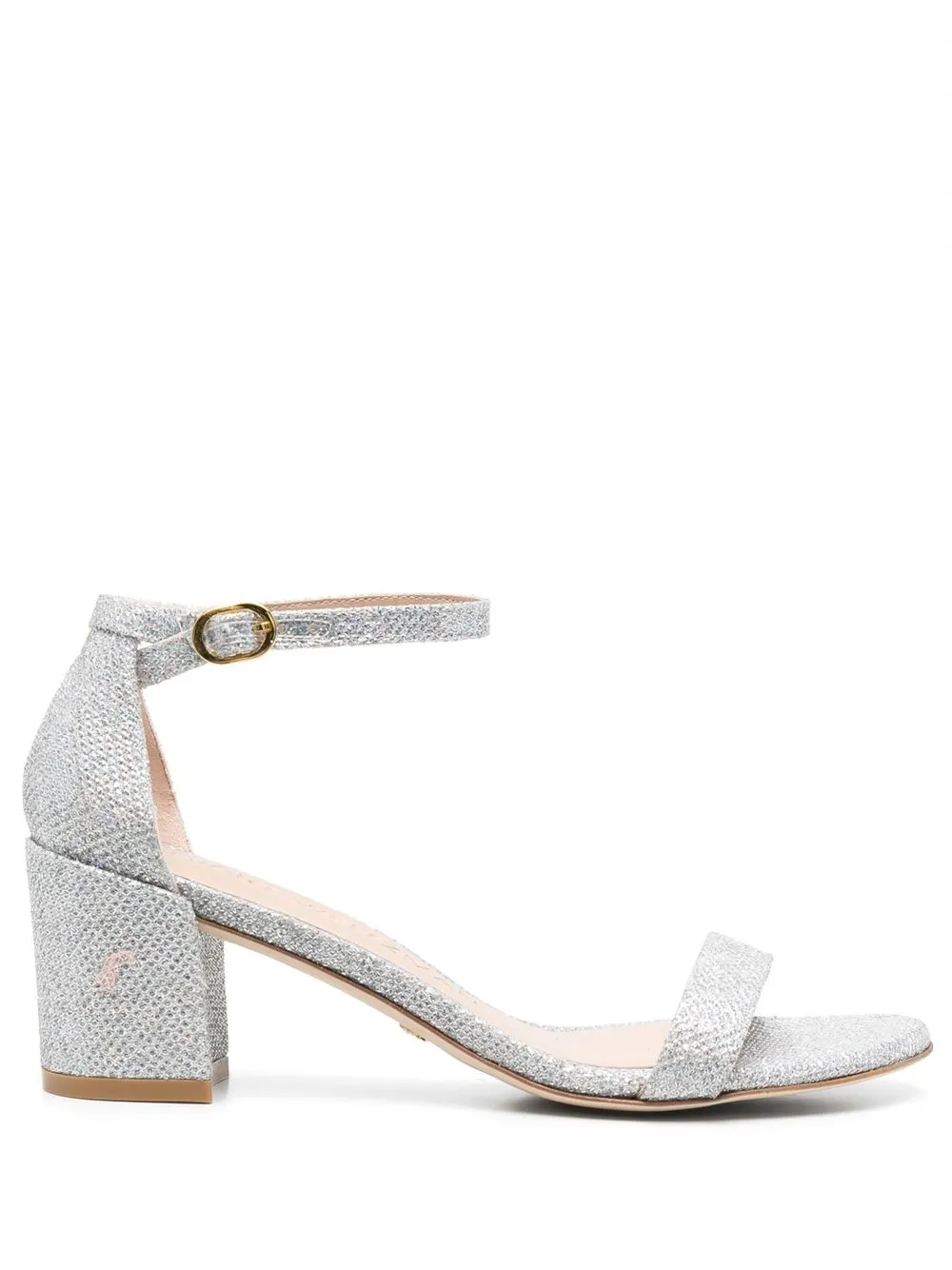 

Stuart Weitzman 65mm buckled glitter sandals - Silver