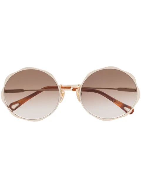 Chloé Eyewear engraved-logo round-frame sunglasses