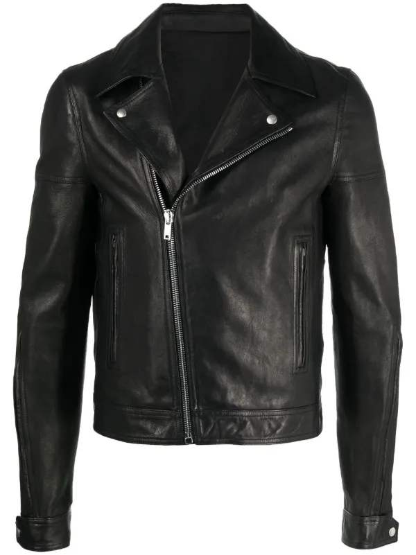 Rick Owens Leather zip up Biker Jacket Black FARFETCH IE