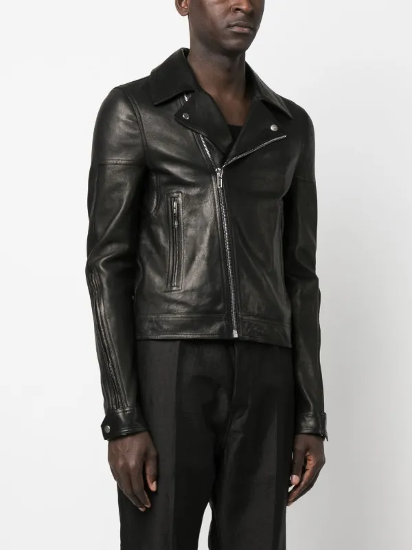 Rick Owens Leather zip-up Biker Jacket - Farfetch