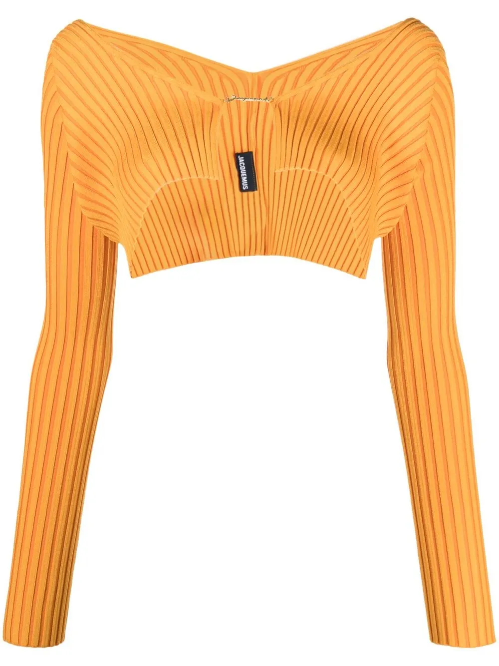 Jacquemus Logo-embellished Cropped Cardigan In Orange