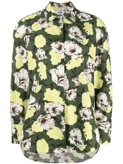 MSGM floral-print long-sleeve shirt 