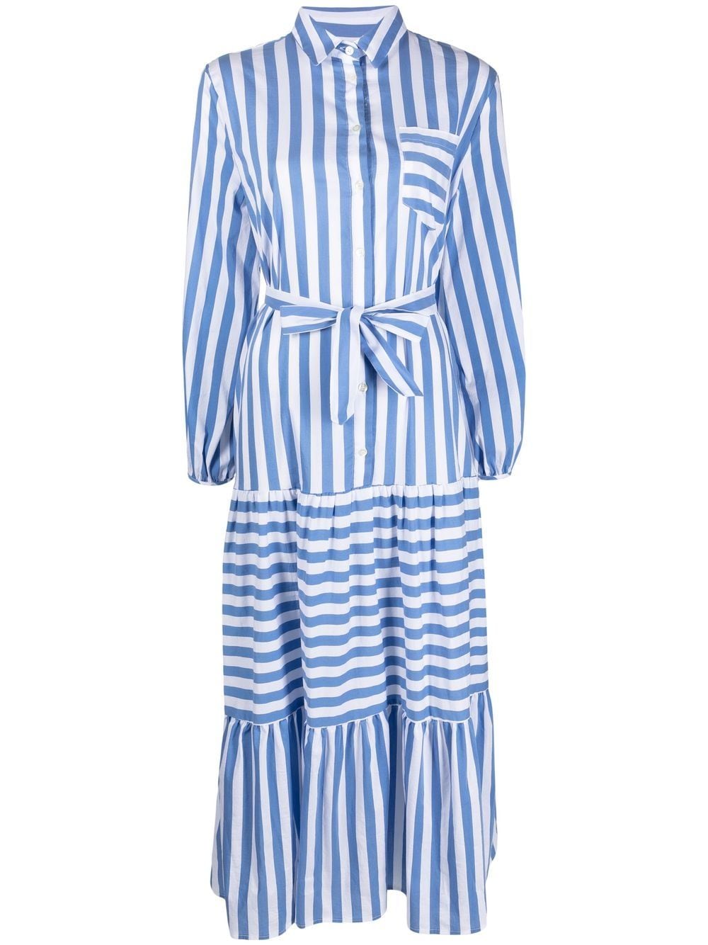 Semicouture Striped Maxi Dress In Blue