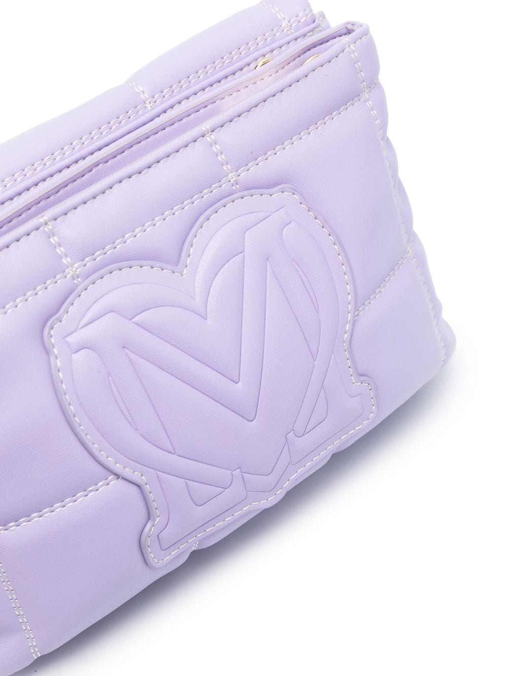 Shop Love Moschino Quilted Logo-lettering Cross-body Bag In Violett