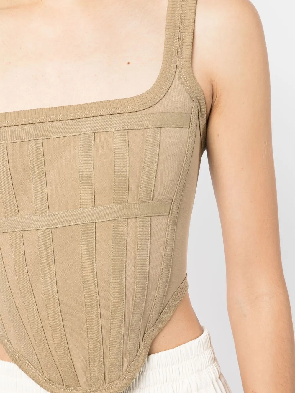 Shop Dion Lee Cropped Corset Top In Brown