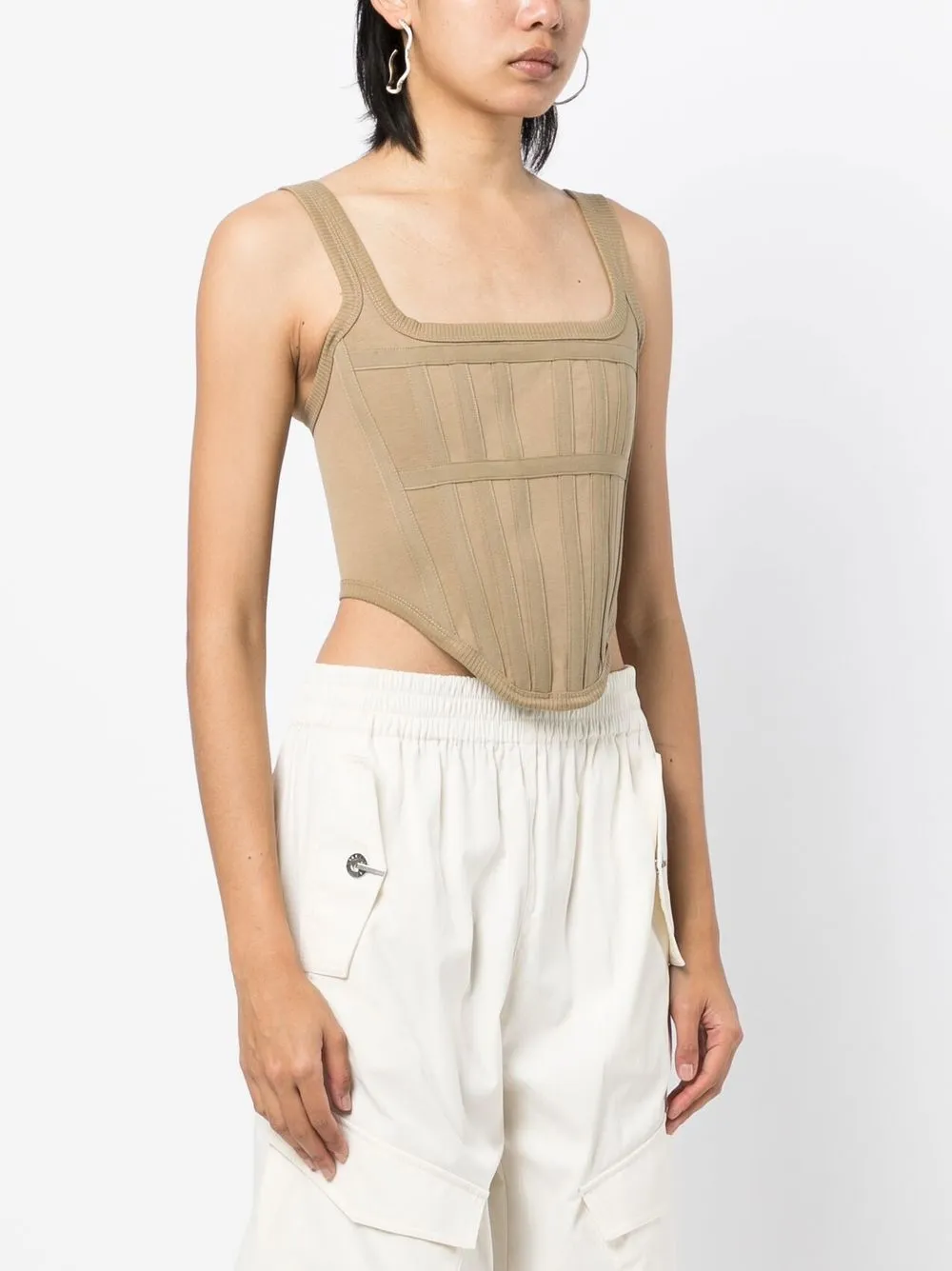 Shop Dion Lee Cropped Corset Top In Brown