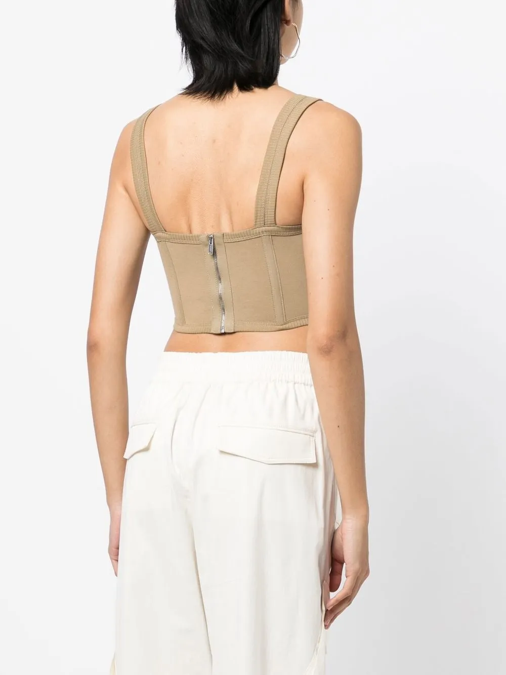 Shop Dion Lee Cropped Corset Top In Brown