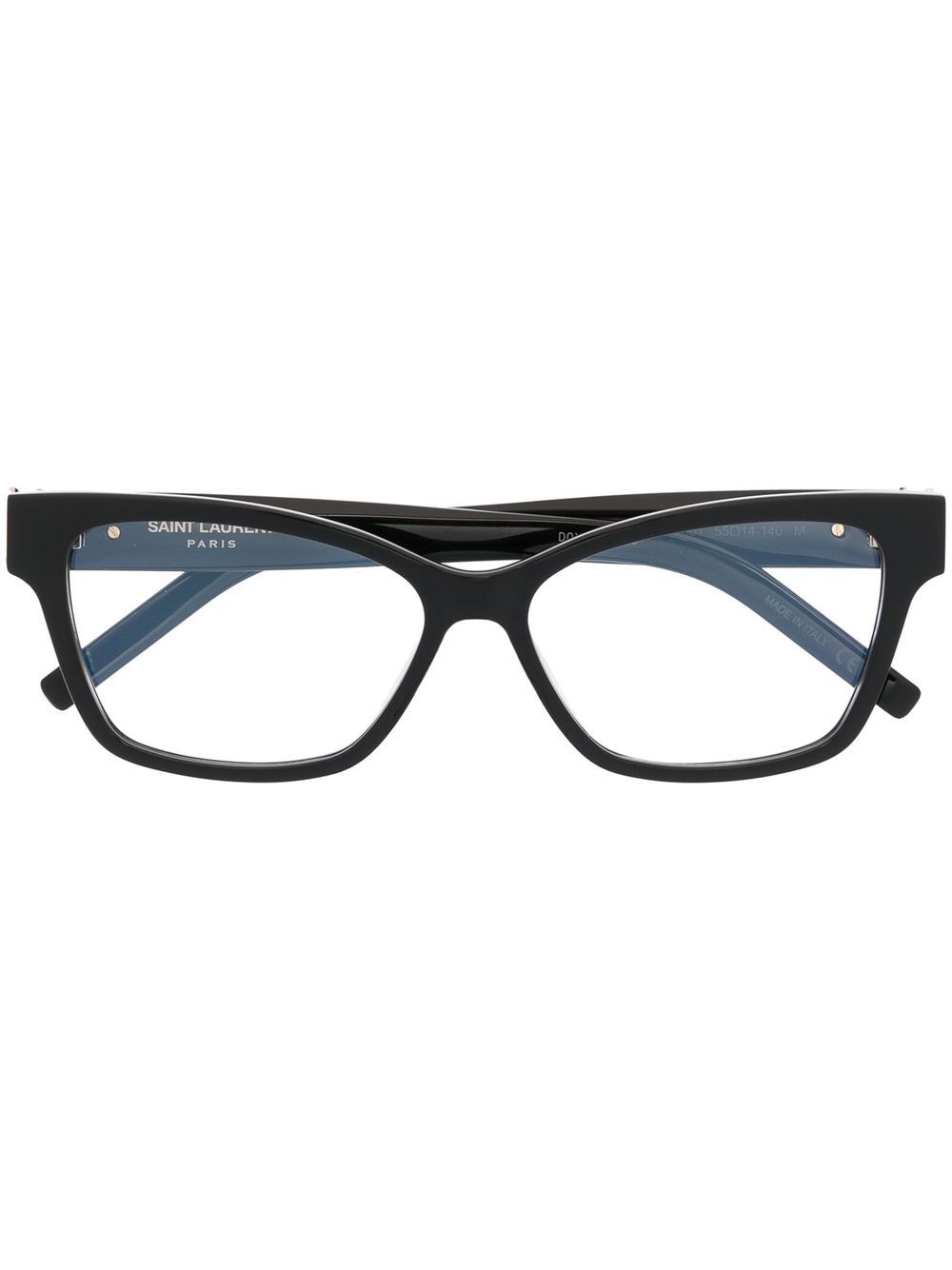 Saint Laurent Engraved-logo Cat Eye Glasses In Schwarz