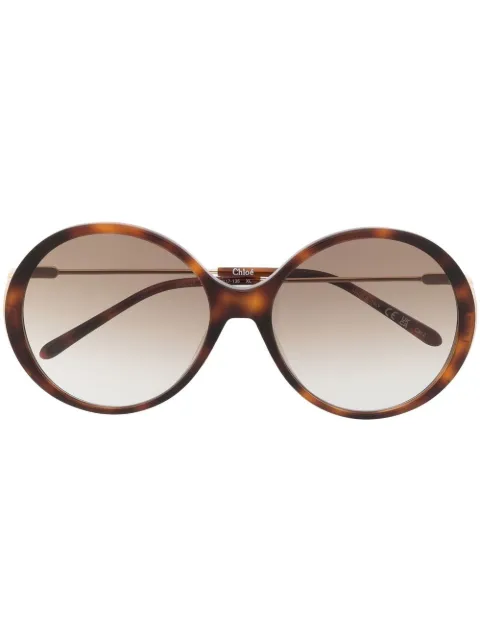 Chloé Eyewear Occhiali da sole tondi con effetto tartarugato