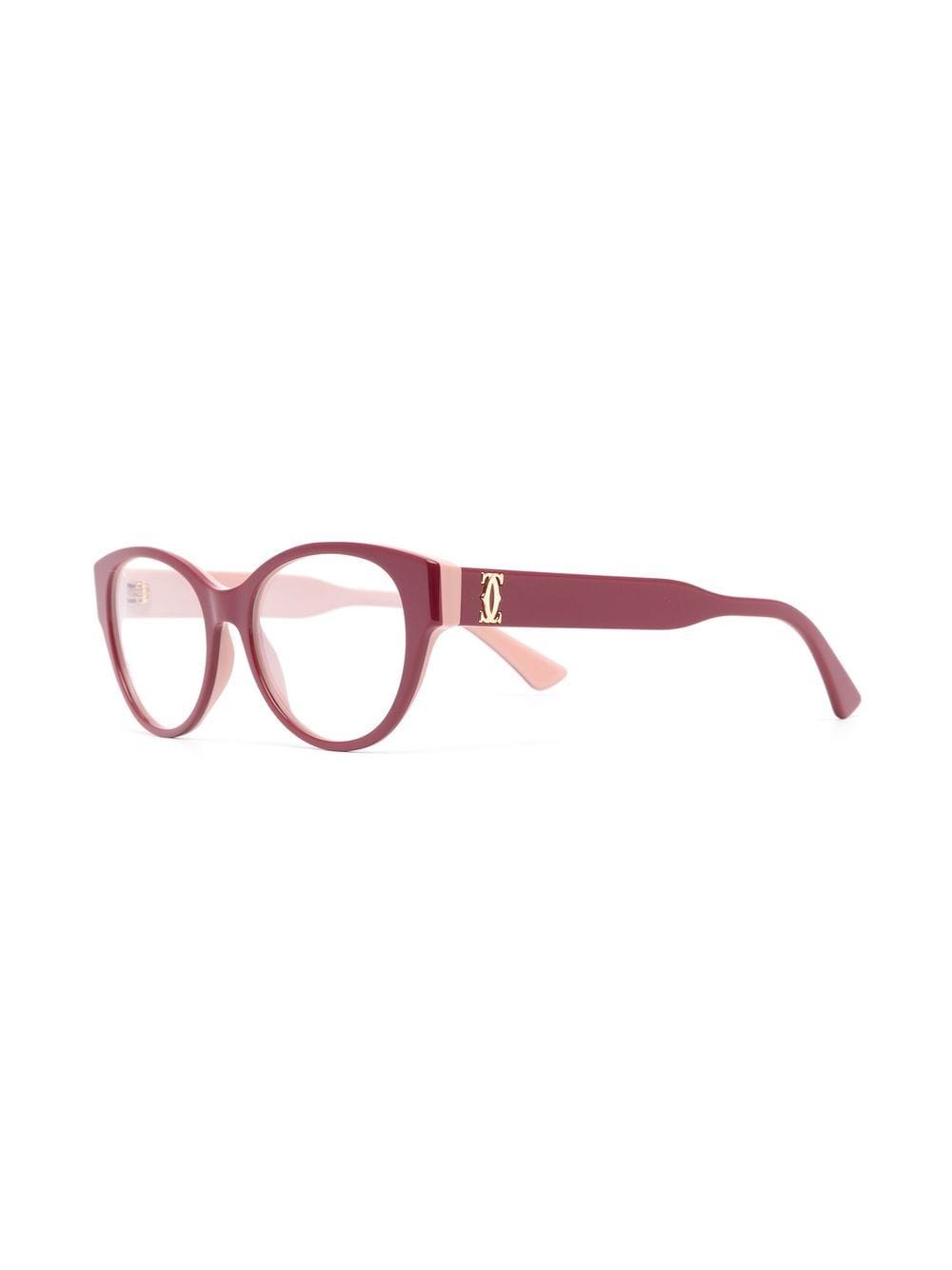 Shop Cartier Logo-detail Cat Eye Glasses In Rosa