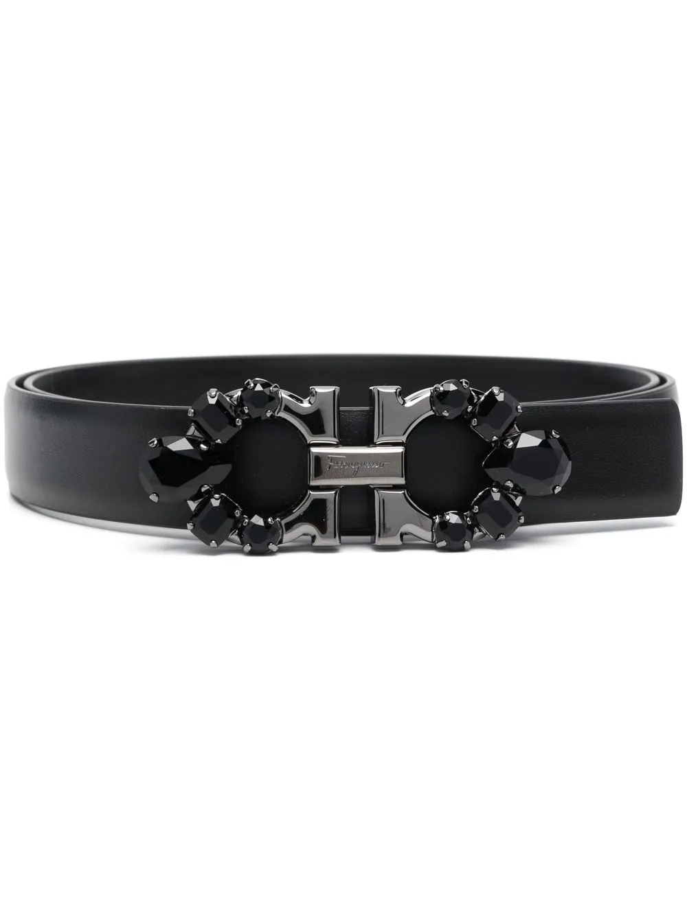 

Ferragamo Gancini-plaque leather belt - Black