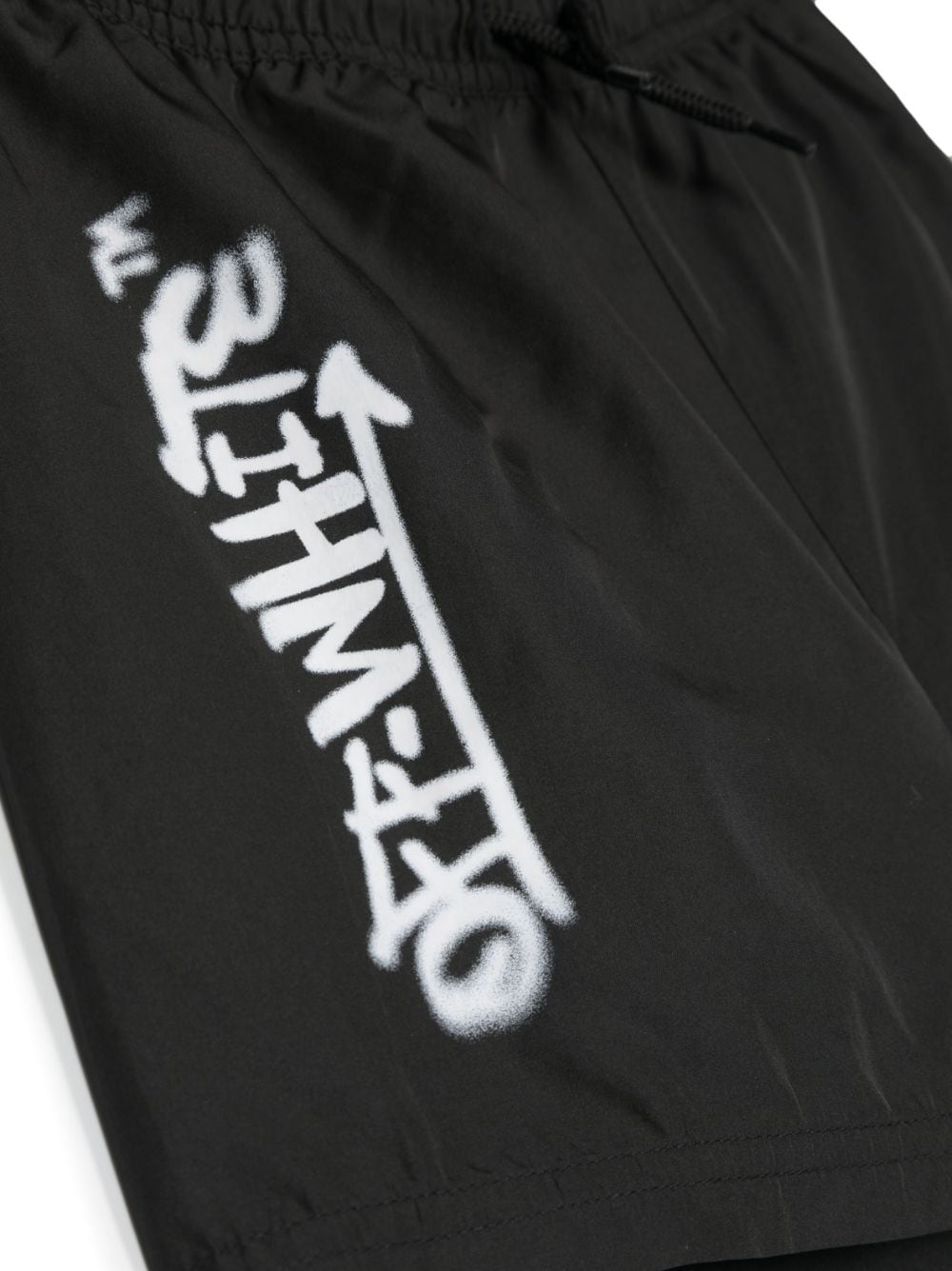 Shop Off-white Logo-print Elasticated Swim Shorts In Black