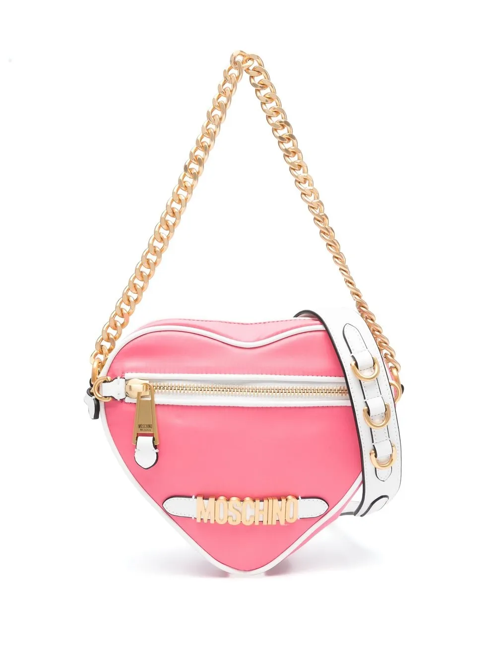 

Moschino heart-shape logo-plaque bag - Pink