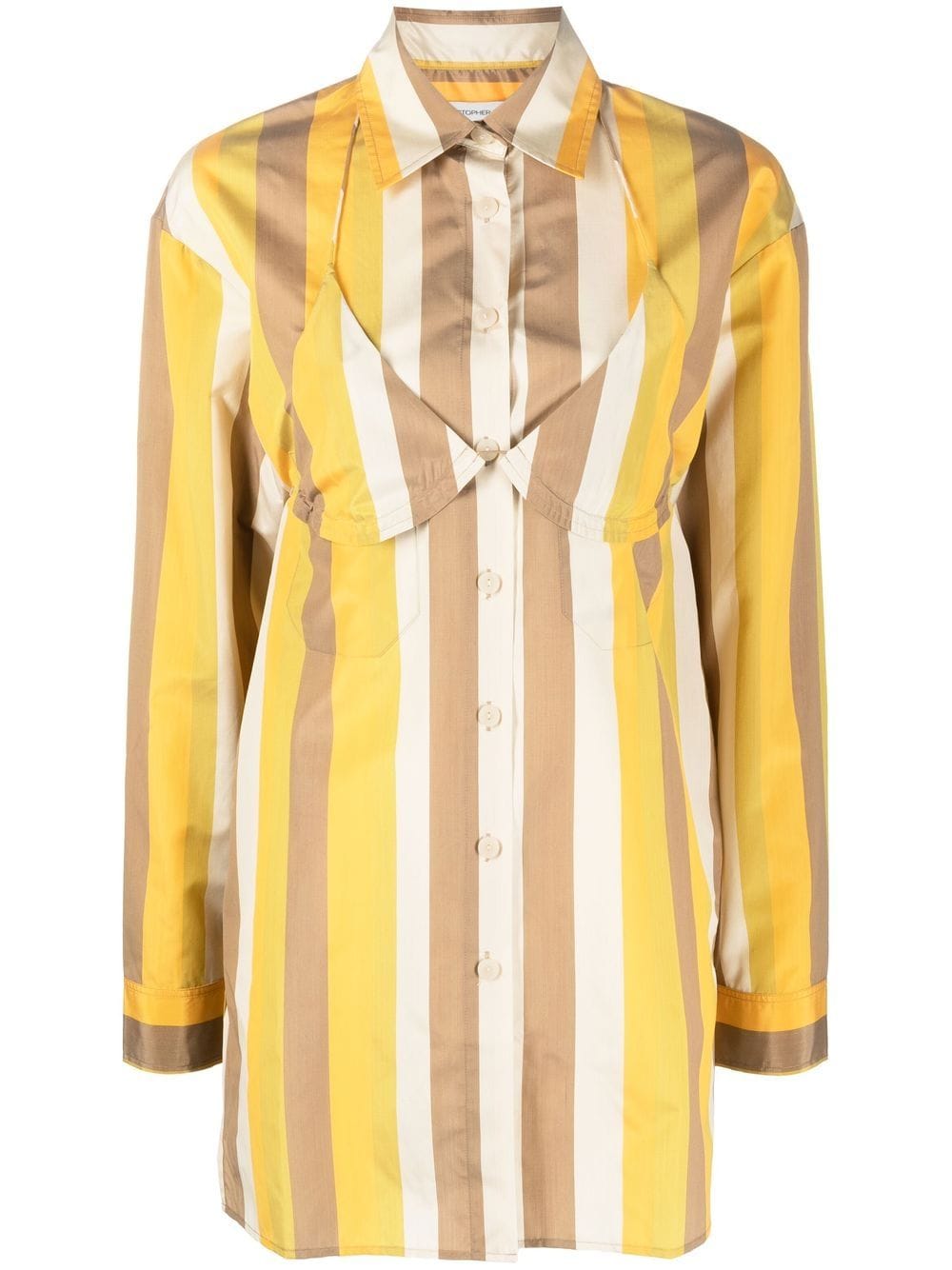 Christopher Esber Long-sleeve Striped Blouse In Gelb