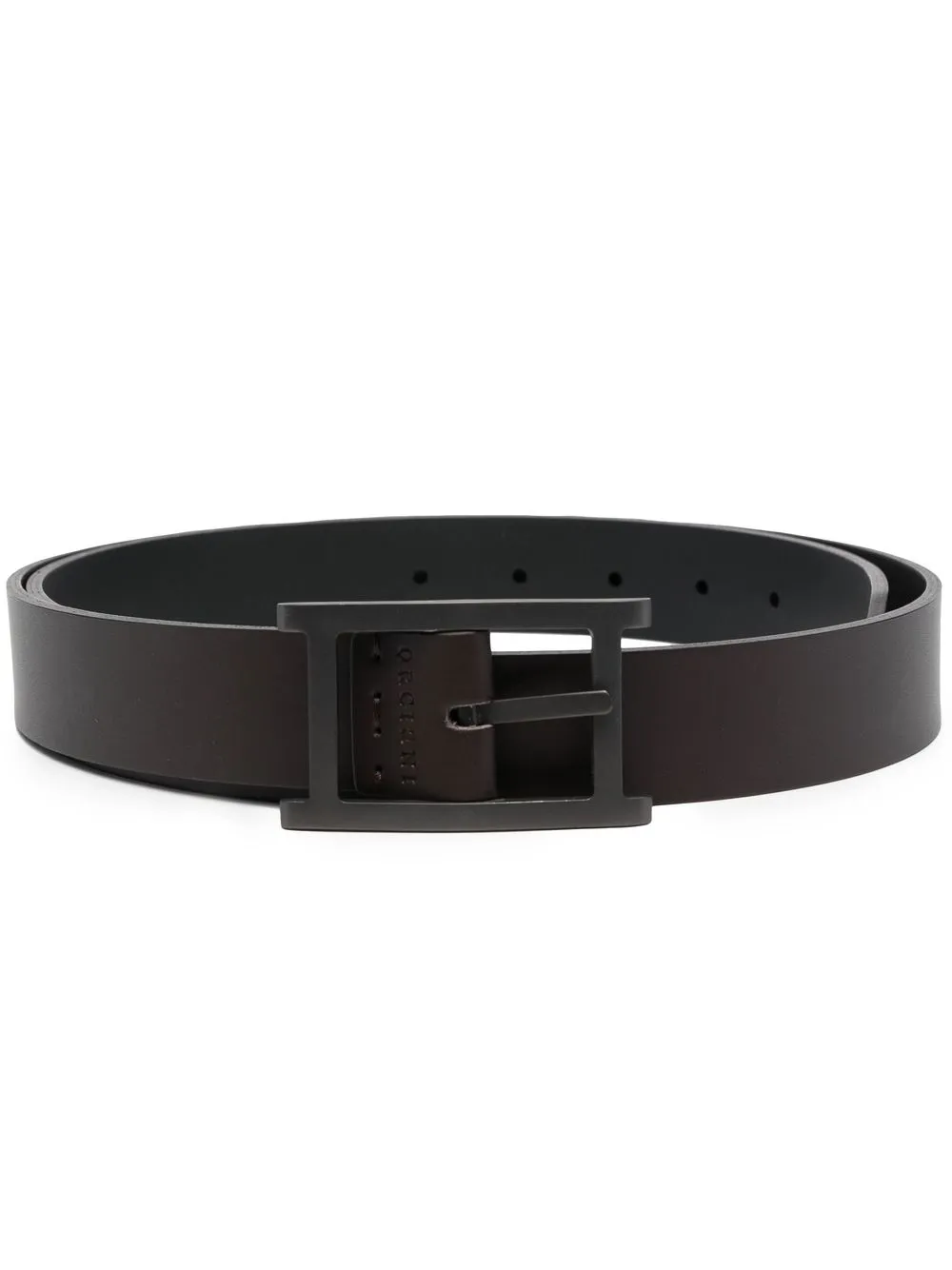 Orciani Rectangular-buckle Leather Belt In Braun