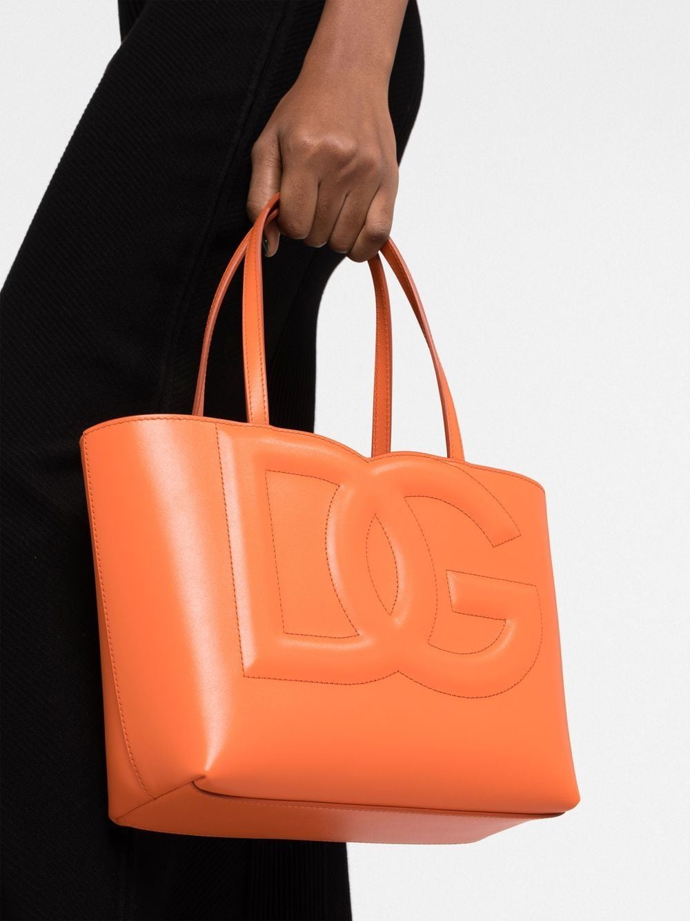 Shop Dolce & Gabbana Small Dg Logo Tote Bag In Orange