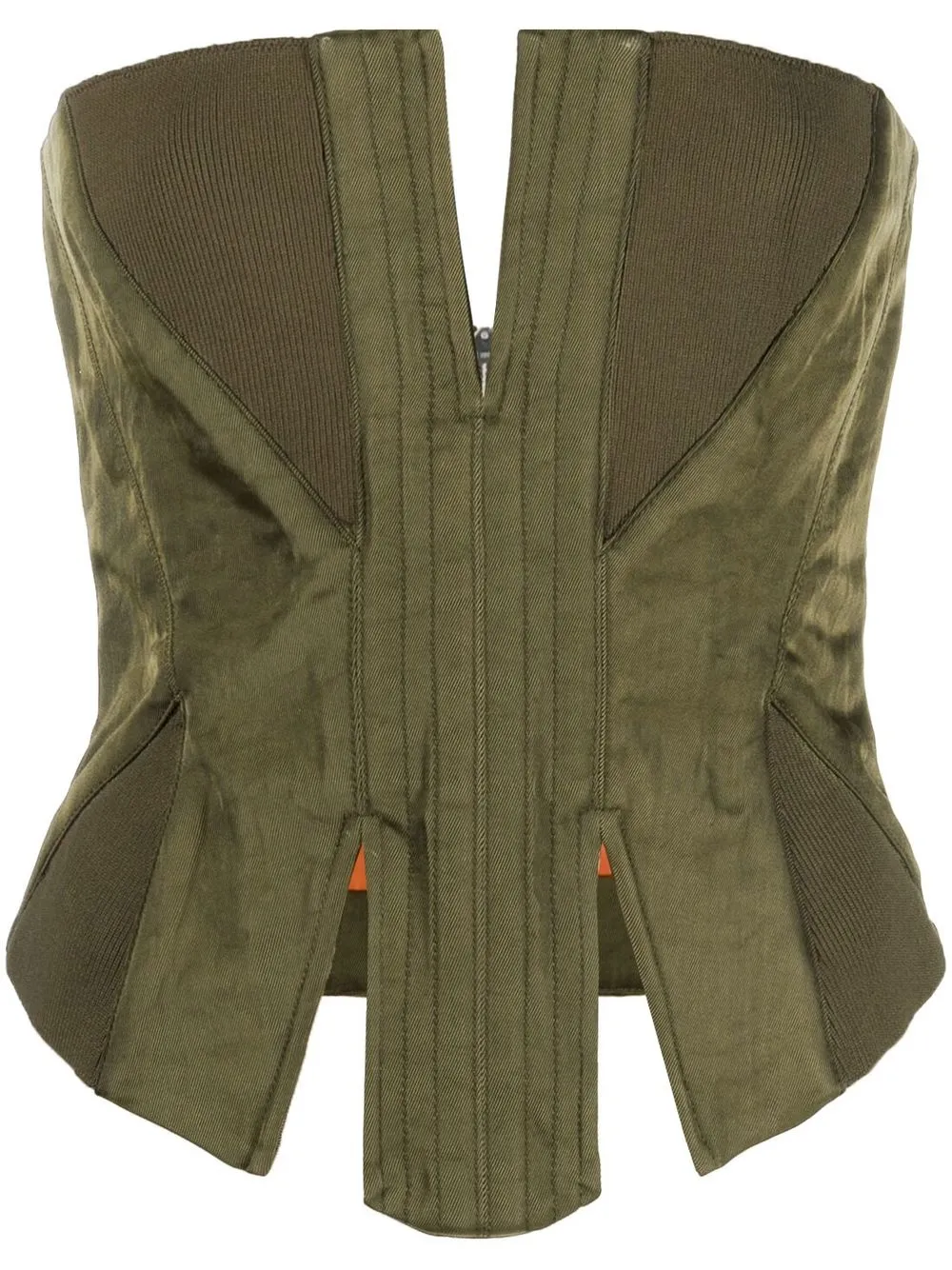 Dion Lee Cut-out Strapless Corset In Military Green