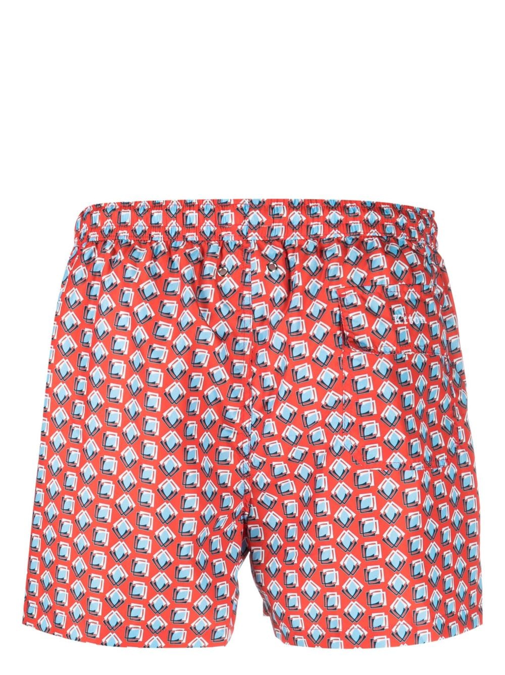 Kiton Zwembroek met geometrische print - Rood