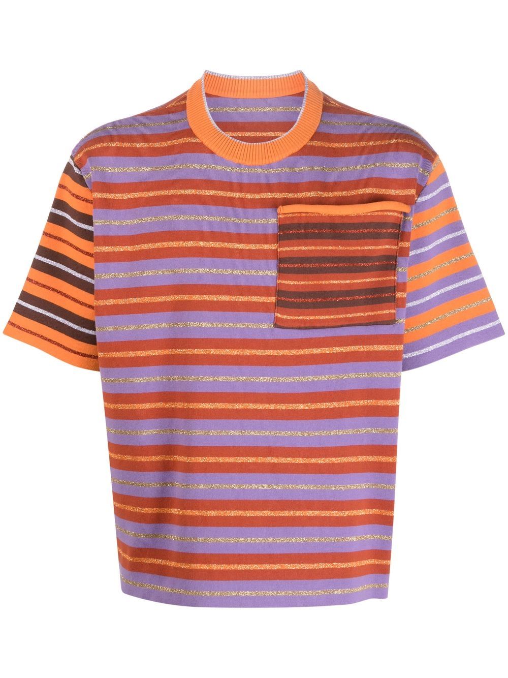 Shop Jacquemus Stripe-print T-shirt In Purple