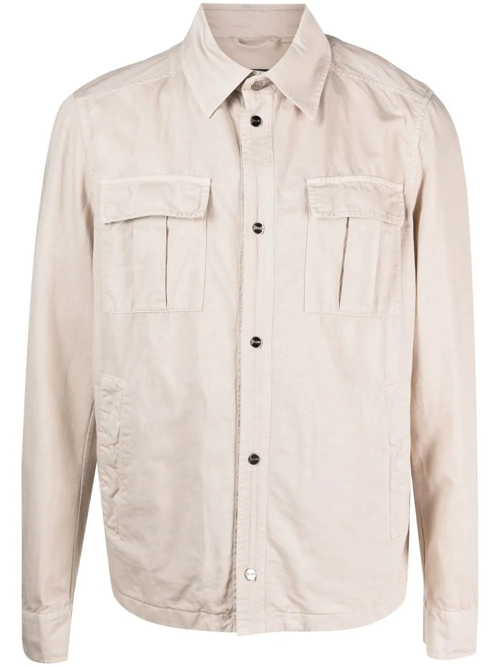 Herno Cotton-linen Blend Shirt Jacket In Nude