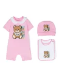 Moschino Kids Toy Bear print three-piece set - Pink