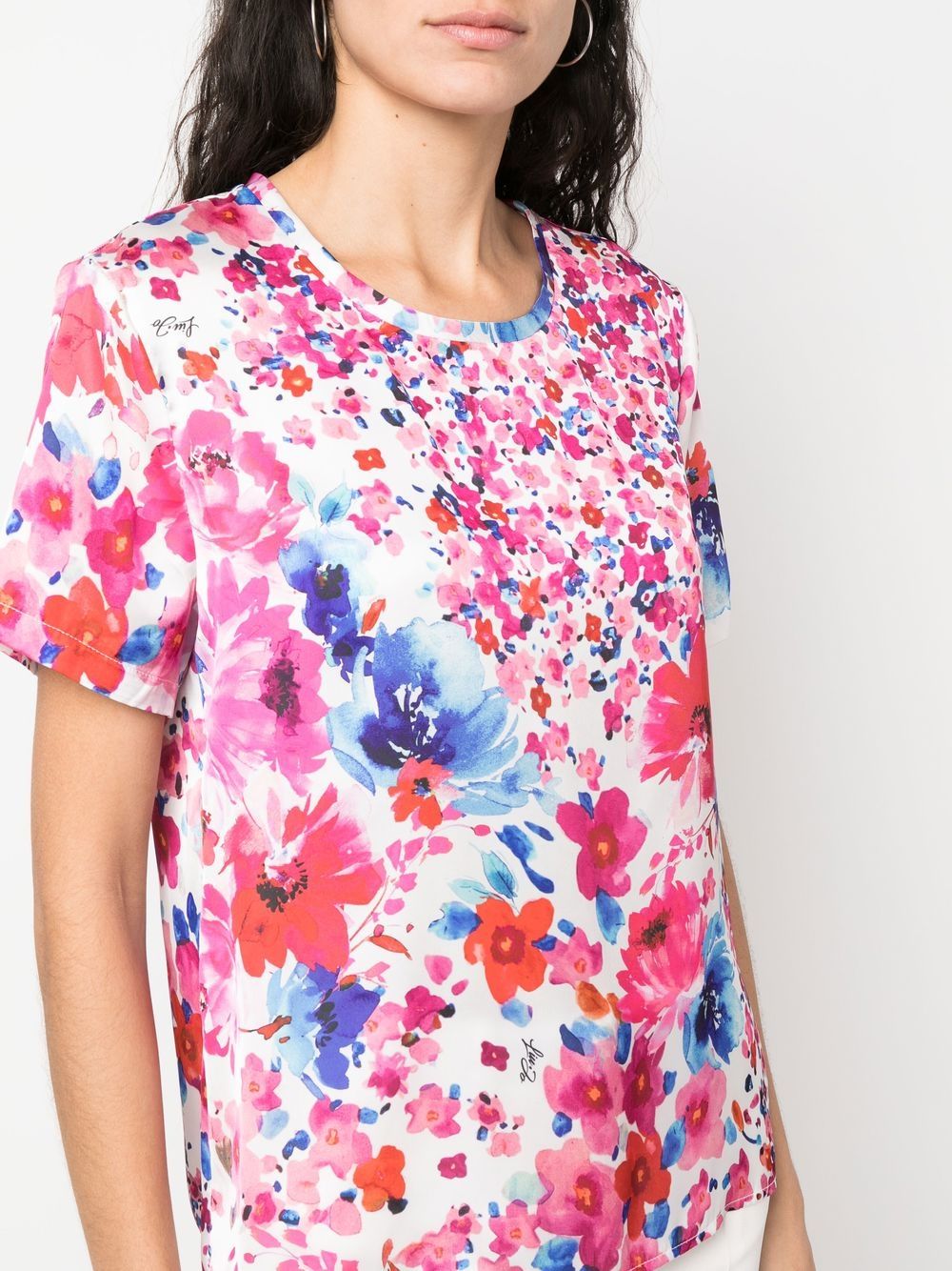 Shop Liu •jo Floral-print T-shirt In Pink