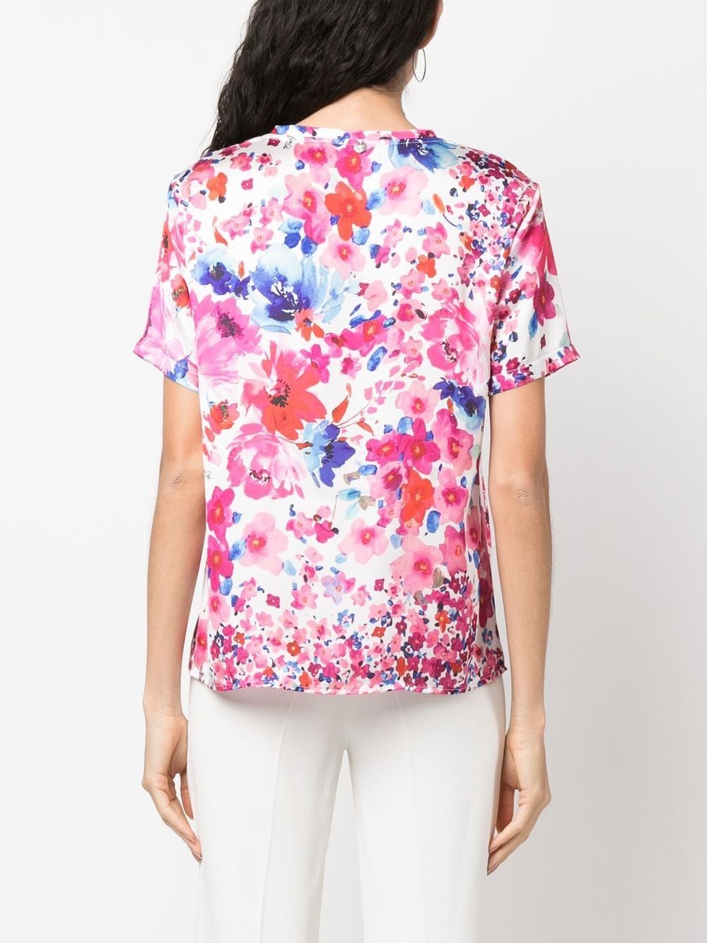 Shop Liu •jo Floral-print T-shirt In Pink