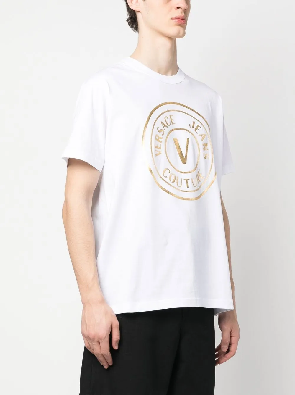 Shop Versace Jeans Couture Logo-print T-shirt In White