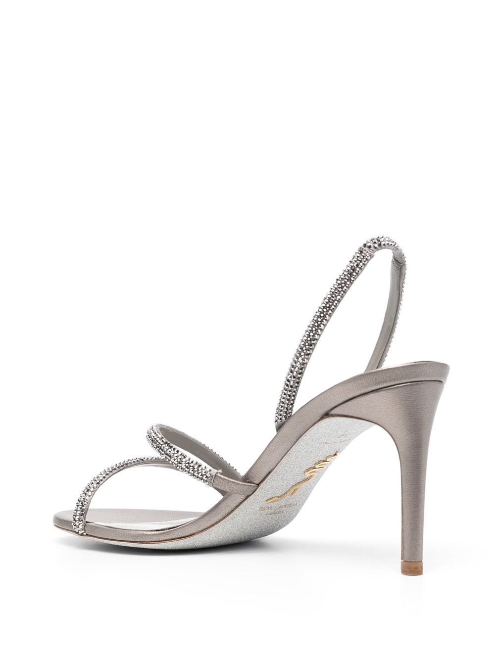 Shop René Caovilla Crystal-embellishment 88mm Sandals In Grey