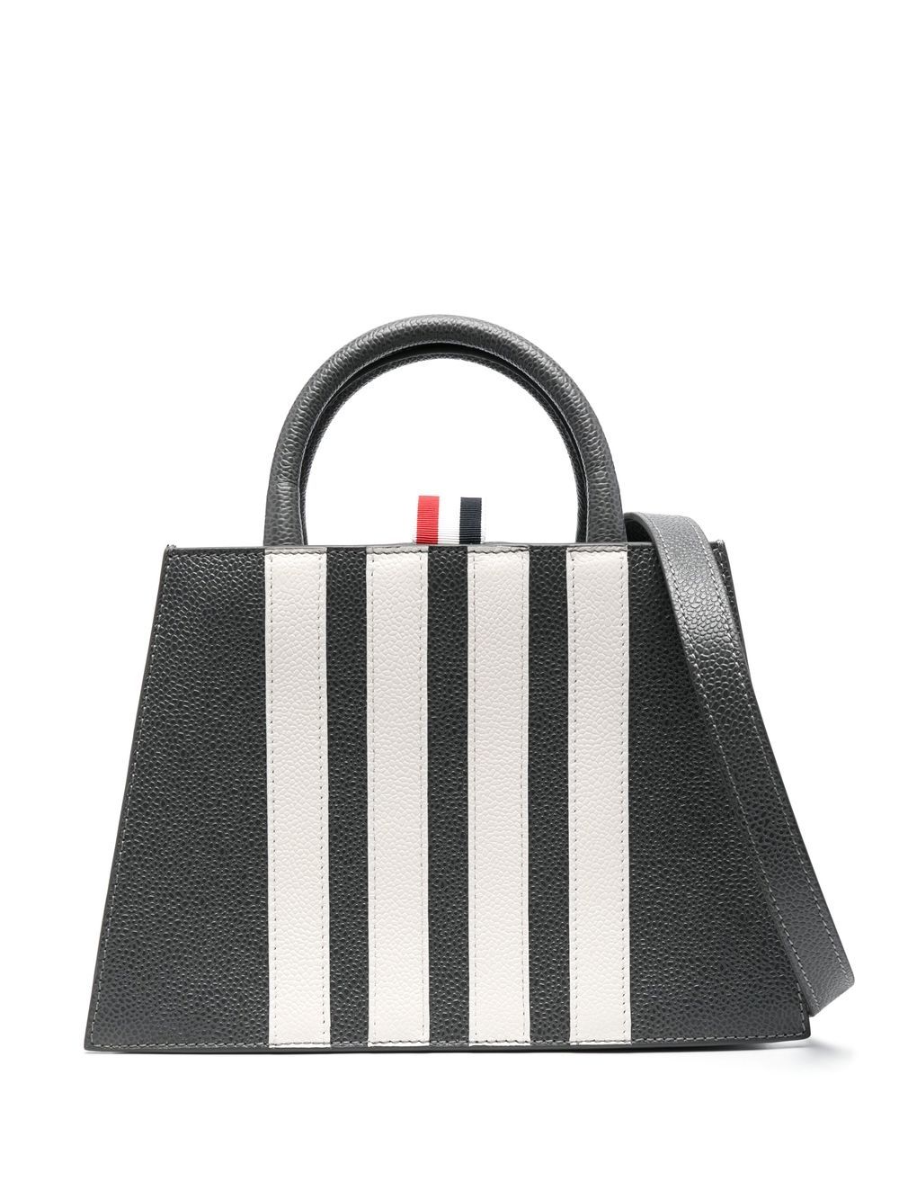 

Thom Browne stripe-detail leather tote bag - Grey