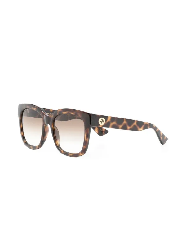 Gucci Eyewear スクエアフレーム サングラス | ブラウン | FARFETCH JP