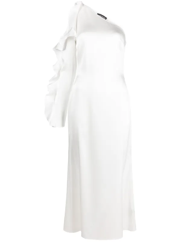 David Koma One-shoulder Ruffled Dress in White